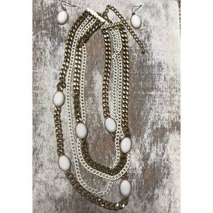 White & gold necklace/ earring set